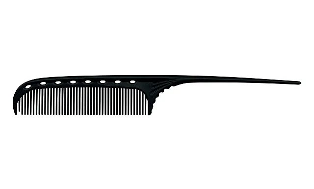 TAIL COMB PLASTIC TAIL CARBON BLACK-Расческа для укладки с хвостиком, пластиковая, чёрная, длина 193