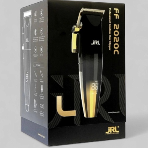 FF 2020C PROFESSIONAL CORDLESS HAIR CLIPPER GOLD-МАШИНКА ДЛЯ СТРИЖКИ ВОЛОС "JRL FRESHFADE 2020C GOLD"/, ЦВЕТ - ЧЕРНЫЙ С ЗОЛОТОМ /РАБОЧАЯ, РОТОРНЫЙ МОТОР,НОЖ 45мм, 2 СКОРОСТИ (6000 И 7200 ОБ/МИН.), ВЫСОТА СРЕЗА 0,5-3,5 ММ., 10 НАСАДОК: 1,5 ММ.-25 ММ.,