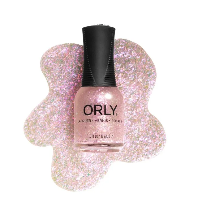 ORLY® LAQ US .6 Fl. Oz. / Oz. Liq. 18 mL e PINK MOON - ЛАК ДЛЯ НОГТЕЙ ORLY  РОЗОВЫЙ С БЛЕСТКАМИ,18мл