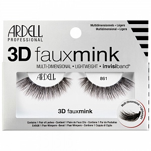 Ресницы подиумные "3D FAUX MINK", из искуственной норки, роскошные, ультра-легкие и мягкие с эффектом двойного объема, модель №861, чёрные.