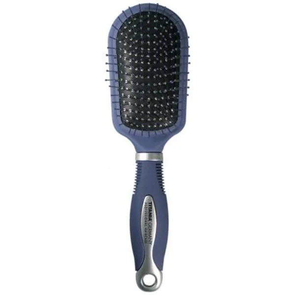 MASSAGE BRUSH, PARTLY RUBBER HANDLE, BLUE-GREY- ЩЕТКА МАССАЖНАЯ ДЛЯ ВОЛОС НА РЕЗИНОВОЙ ОСНОВЕ 