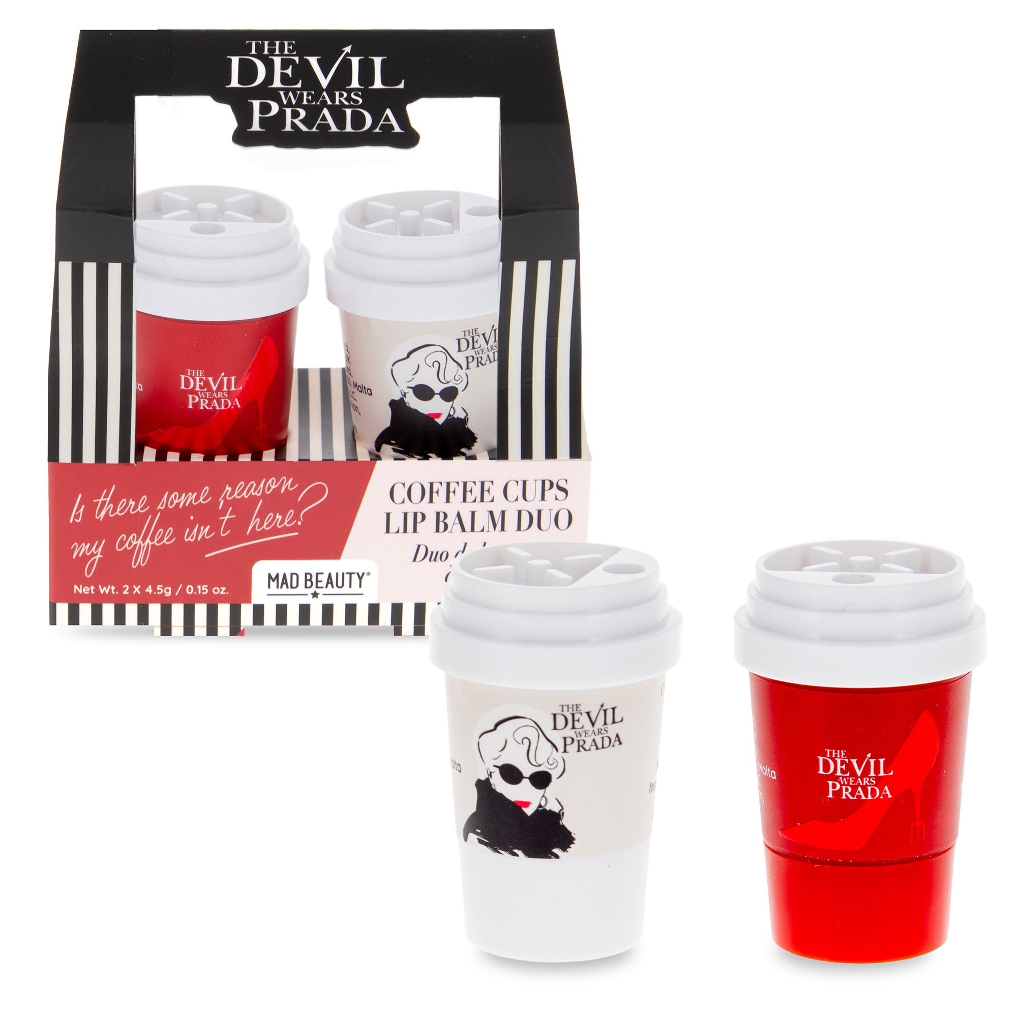DEVIL WEARS PRADA COFFEE CUP LIP BALM DUO-НАБОР БАЛЬЗАМОВ ДЛЯ ГУБ С АРОМАТОМ АЛОЭ ВЕРА И РОЗЫ
