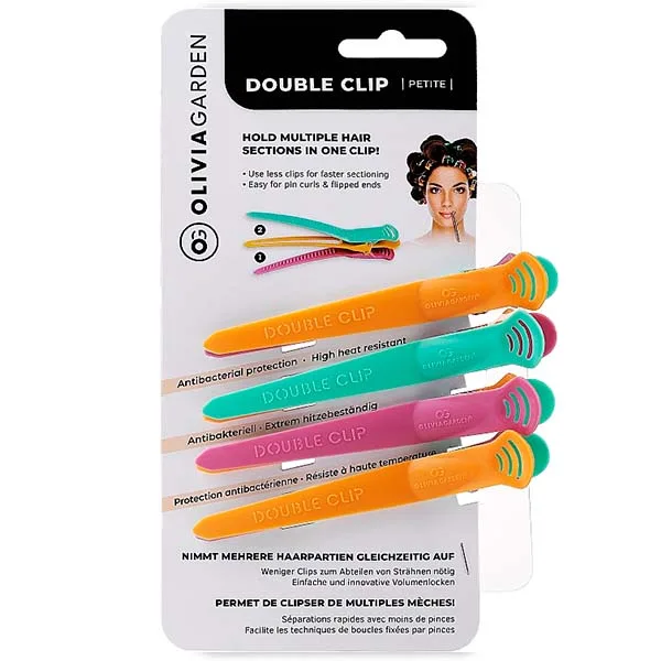 DOUBLE CLIP PETITE - CARD WITH 4 CLIPS-ДВОЙНОЙ ЗАЖИМ ДЛЯ ВОЛОС DOUBLE CLIP PETITE - 4 ШТ. В УПАКОВКЕ
