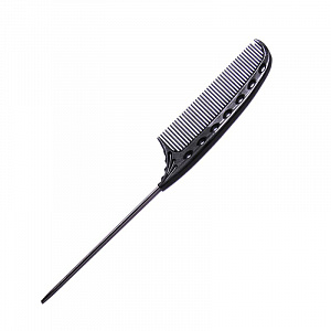 TAIL COMB METAL TAIL BLACK - Мини расчёска для окрашивания с металлическим хвостиком, пластиковая, ч
