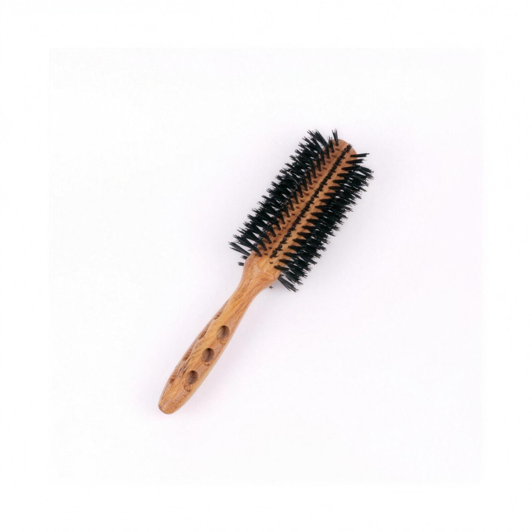 Брашинг для волос "Carbon Tiger Brush", комбинированная щетина, с антистатическим эффектом, с деревянной эргономичной ручкой, 38мм.