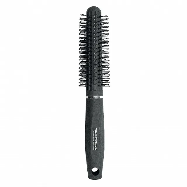 ROUND BRUSH, WITH BRISTLES, BLACK/SILVER, RUBBER HANDLE - БРАШИНГ ДЛЯ УКЛАДКИ