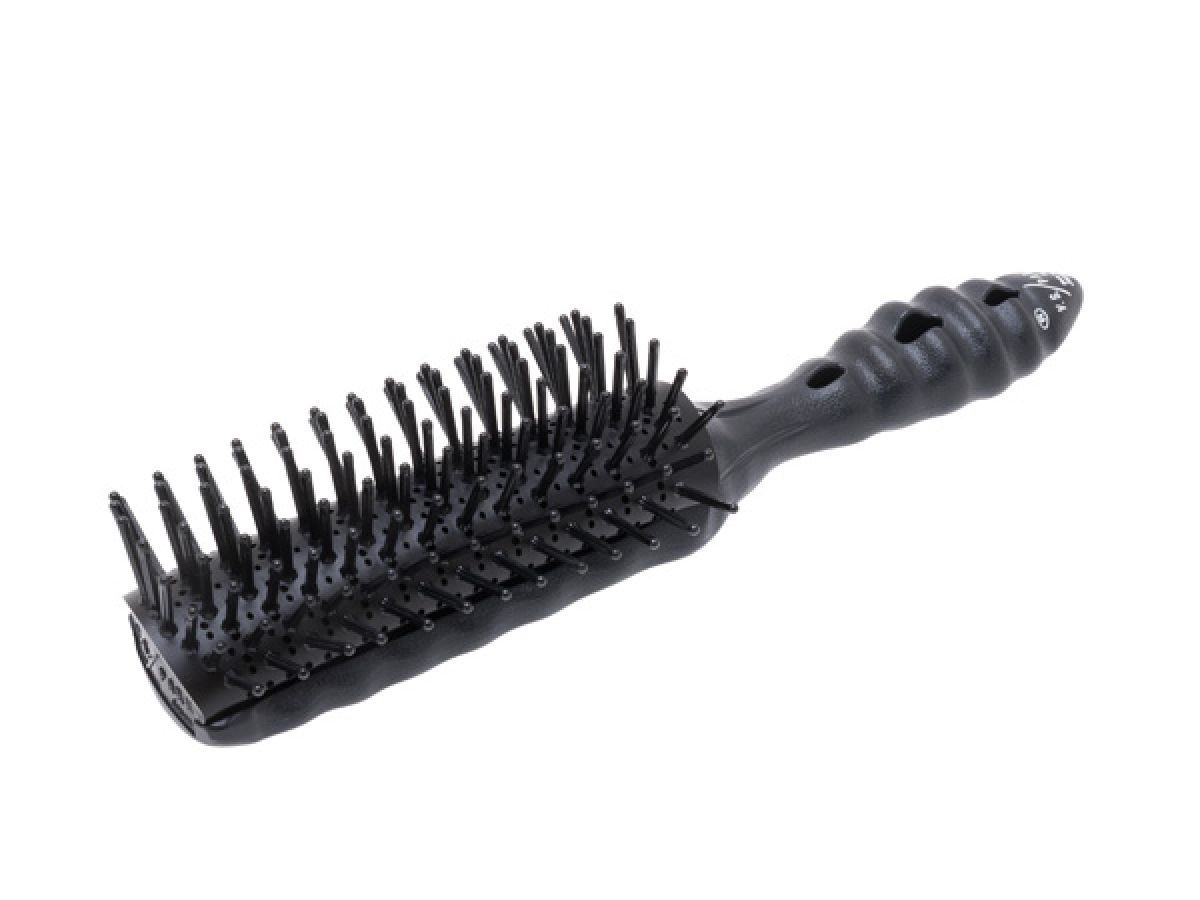 LAP AIR VENT STYLER CARBON BLACK-Щётка для волос с нейлоновой щетиной, чёрная, с пластиковой эргоном