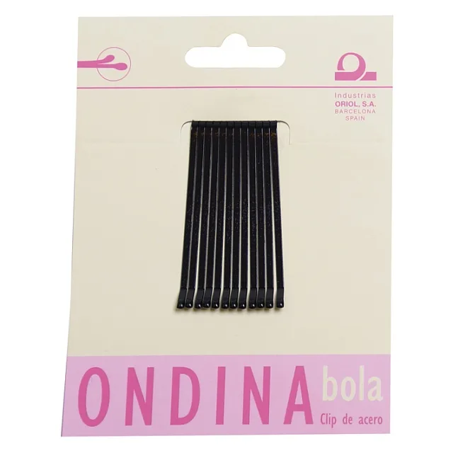 CARD 12 CLIPS BALL'‘ONDINA" BLK 50 MМ - НЕВИДИМКИ ДЛЯ ВОЛОС