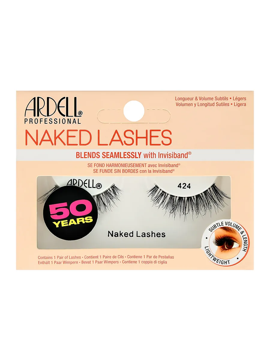 Ресницы подиумные "NAKED LASHES", для придания утонченного объема, модель №424, чёрные.