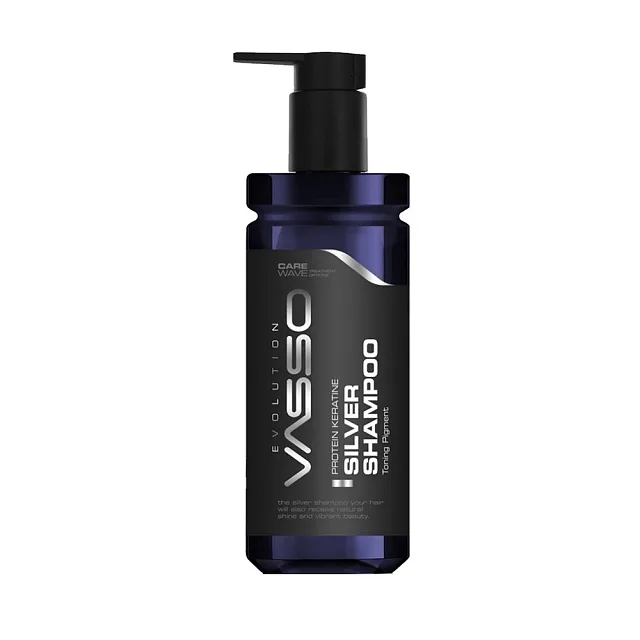 ТОНИРУЮЩИЙ ШАМПУНЬ ДЛЯ СЕДЫХ И СВЕТЛЫХ ВОЛОС С ПРОТЕИНОМ - VASSO SILVER SHADE SHAMPOO PROTEINE KERAT