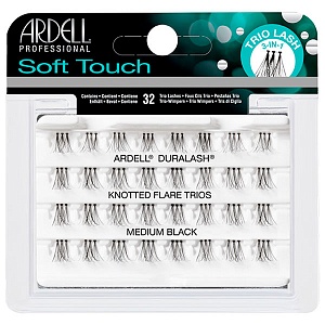 Ресницы пучковые "DURALASH SOFT TOUCH TRIOS" с заострёнными кончиками, три пучка в связке, с узелками, черные (средние).