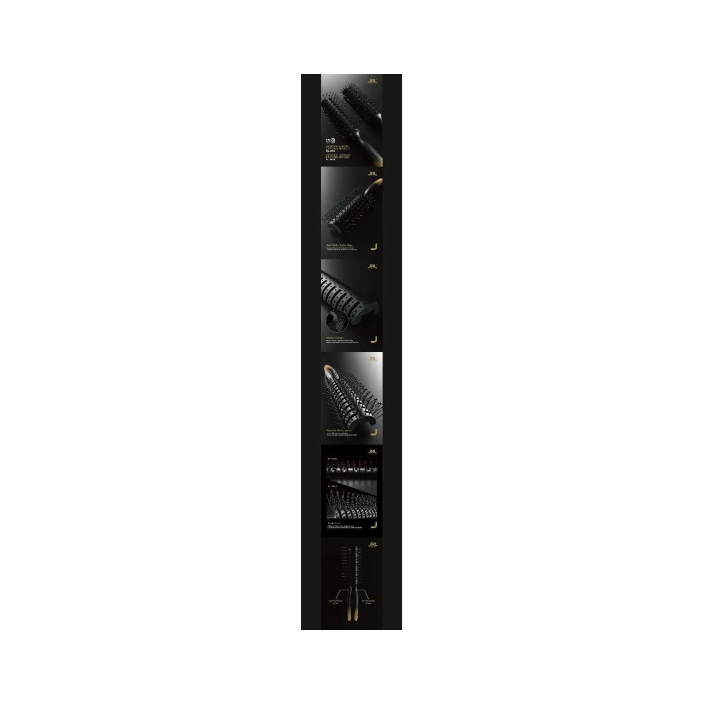 10-ROW VENT STYLING BRUSH, BLACK-ЩЕТКА ПАРИКМАХЕРСКАЯ ТУННЕЛЬНАЯ С НЕЙЛОНОВОЙ ЩЕТИНОЙ, 10 РЯДОВ
