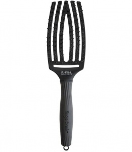 Olivia Garden Fingerbrush Medium - массажная щётка, черная, 27 см.