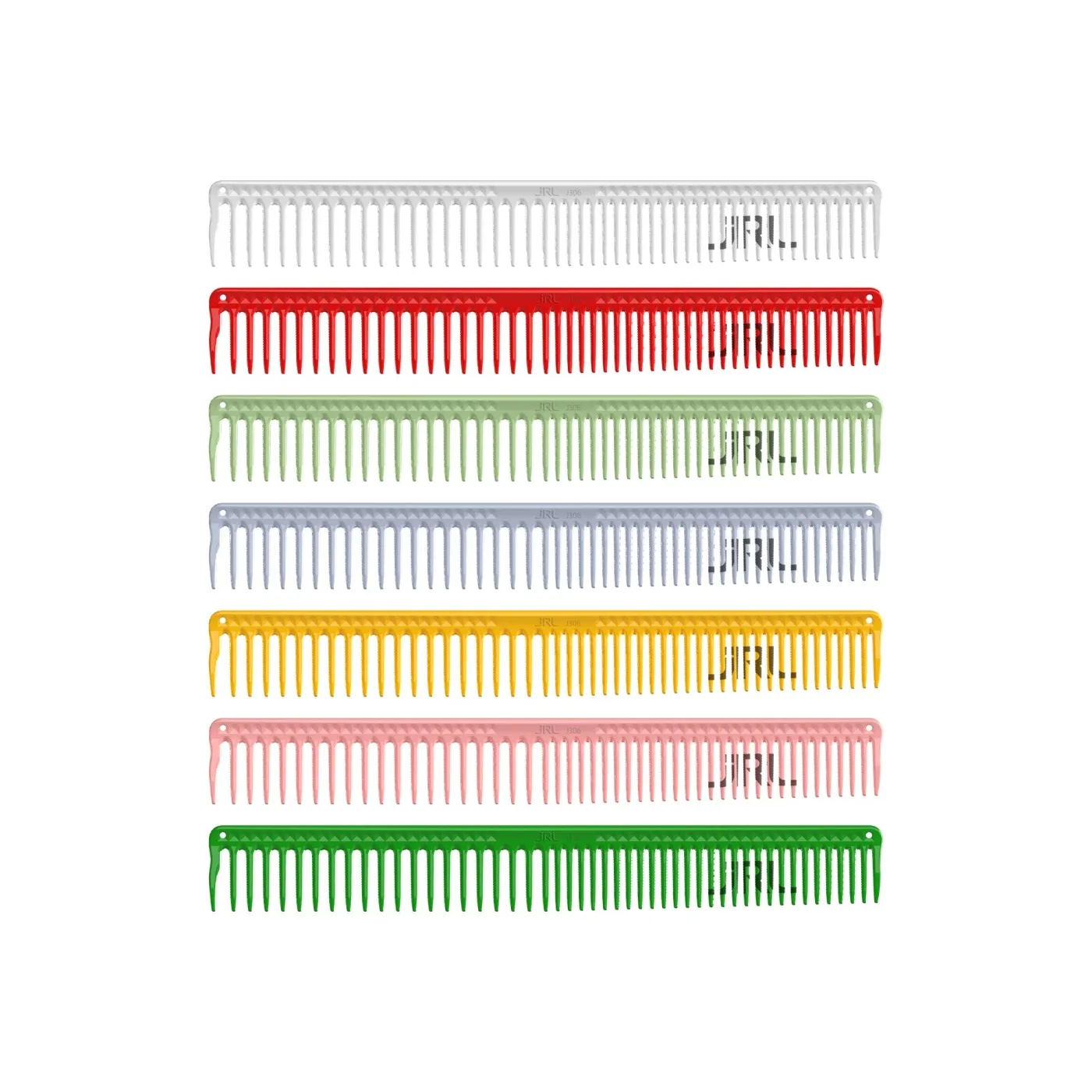 JRL LONG ROUND TOOTH CUTTING COMB 9", WHITE-ПАРИКМАХЕРСКАЯ РАСЧЕСКА ДЛИННАЯ С ЗАКРУГЛЕННЫМИ ЗУБЦАМИ 
