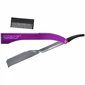 БРИТВА ПАРИКМАХЕРСКАЯ - ALLUMINIUM RAZOR + COMB BLUE-PURPLE-GOLDEN-RED