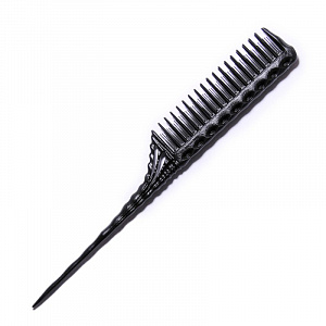 TAIL COMB PLASTIC TAIL BLACK - Расческа для начеса с хвостиком, пластиковая, черная, длина 218мм.