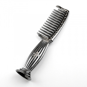 LUXURY COLLECTION COMB BLACK - Расческа металлическая Парфенон с подставкой, Коллекция Люкс