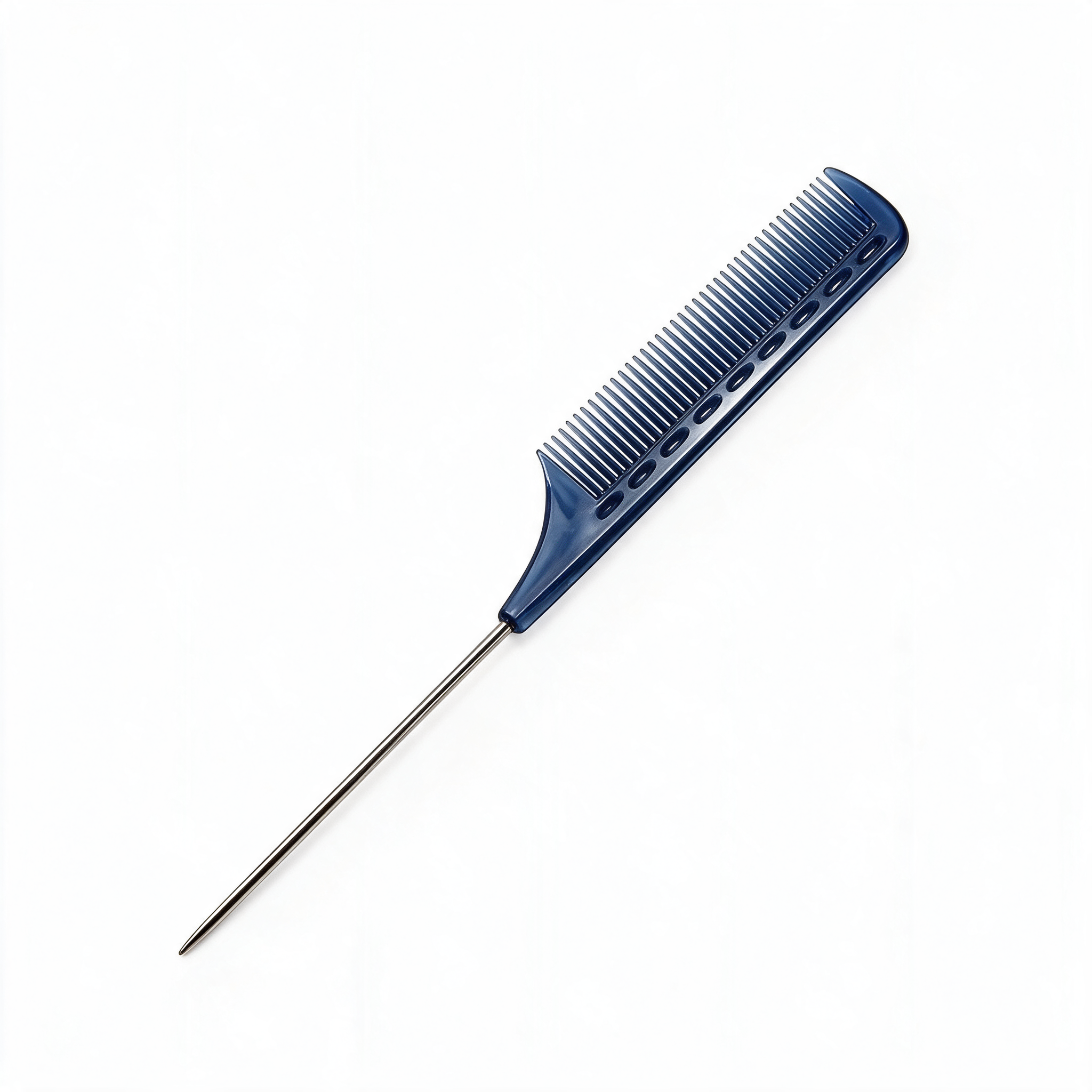 TAIL COMB METAL TAIL BLUE- Расческа для укладки с пластиковым хвостиком, с частыми зубьями, карбонов