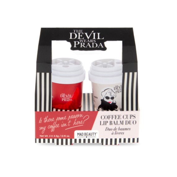 DEVIL WEARS PRADA COFFEE CUP LIP BALM DUO-НАБОР БАЛЬЗАМОВ (2 ШТ) ДЛЯ ГУБ С АРОМАТОМ АЛОЭ ВЕРА И РОЗЫ